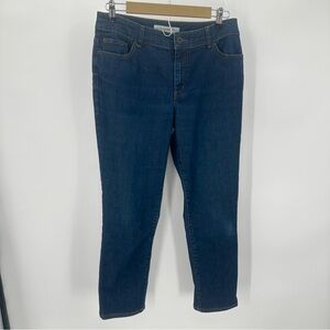 Chico's Platinum Denim Jeans Sz 1 M 8 Ultimate Fit Dark Wash 27" inseam READ
